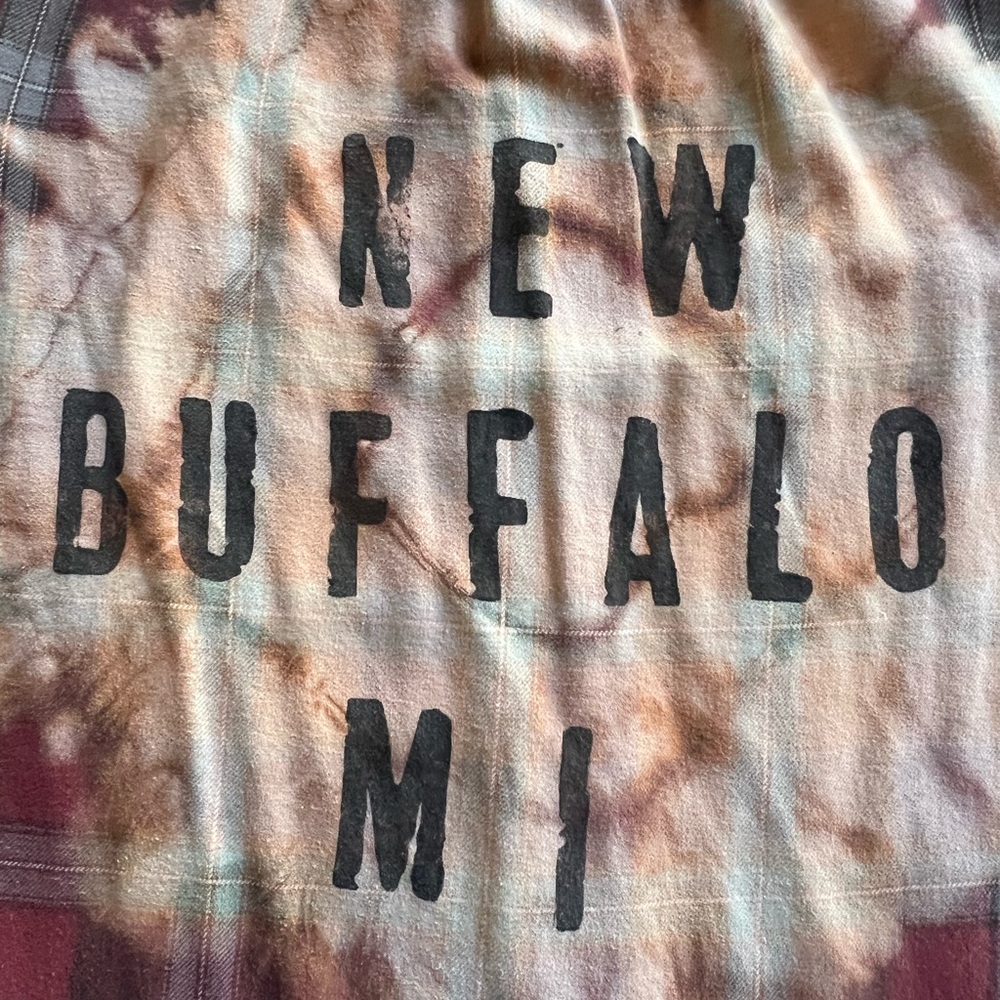Lake Michigan Upcycled Flannel Plaid Button Down Shirt New Buffalo Beach Mens XL - Picture 5 of 15
